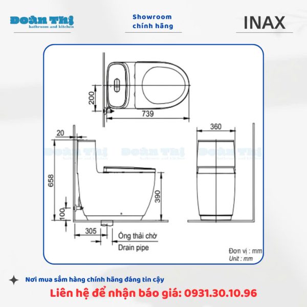 Bàn Cầu 1 Khối INAX AC-1052VN - Ảnh 10