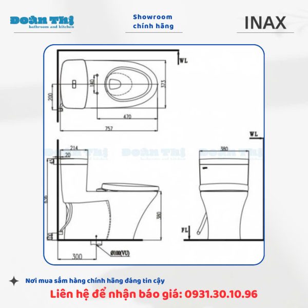 Bàn Cầu 1 Khối INAX AC-900VRN - Ảnh 5