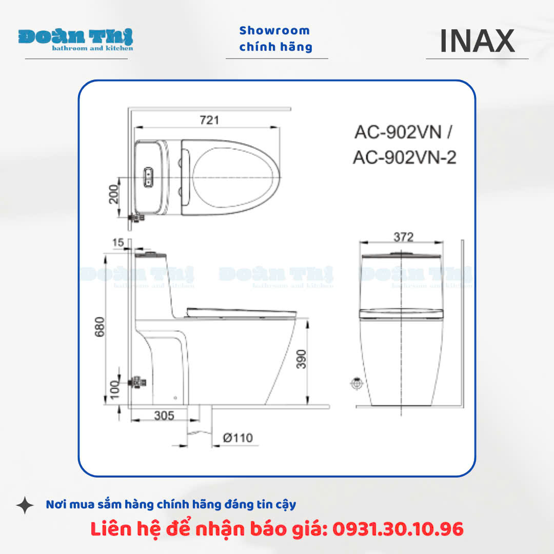 Bàn Cầu 1 Khối INAX AC-902VN - Ảnh 9