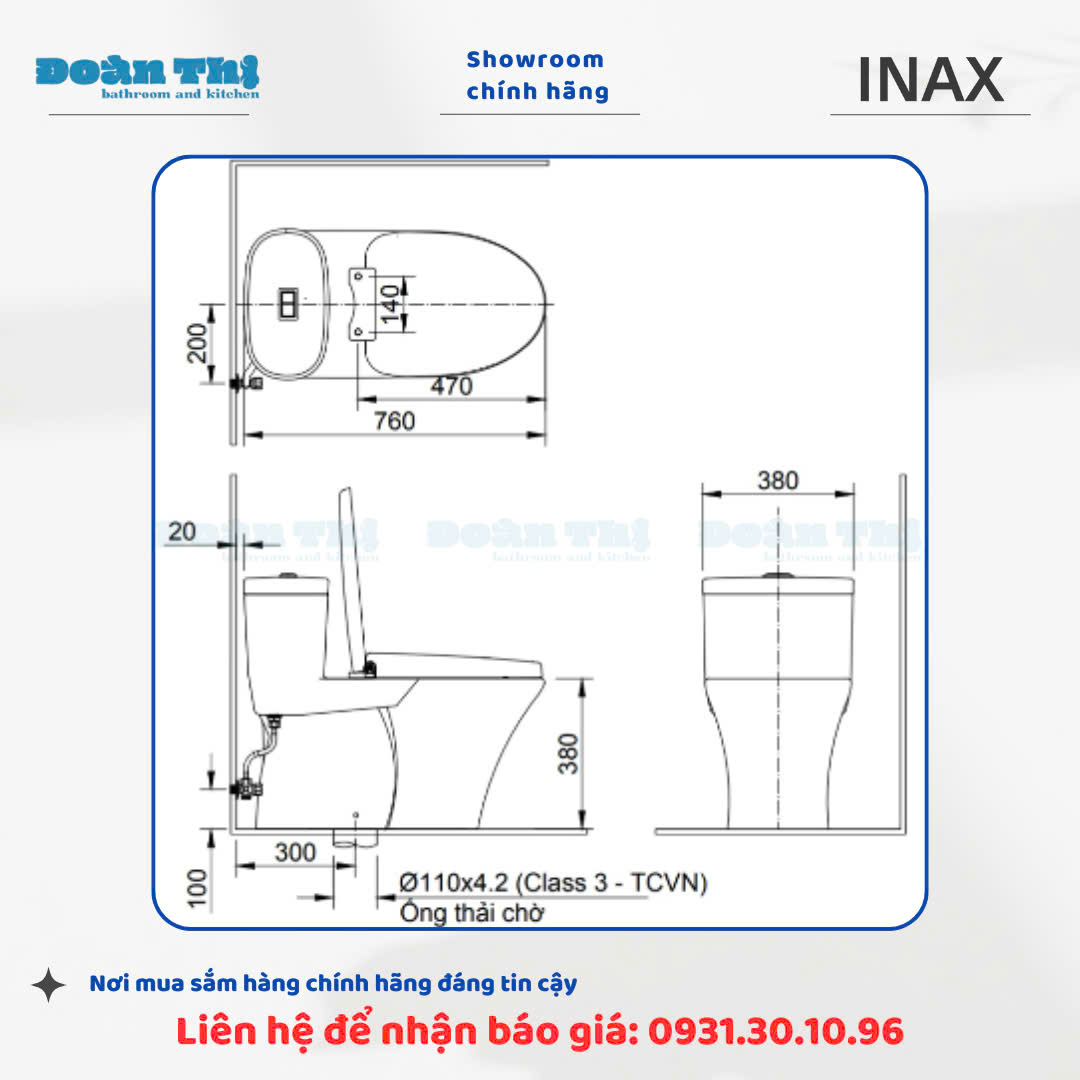 Bàn Cầu 1 Khối INAX AC-959VAN-2 - Ảnh 7