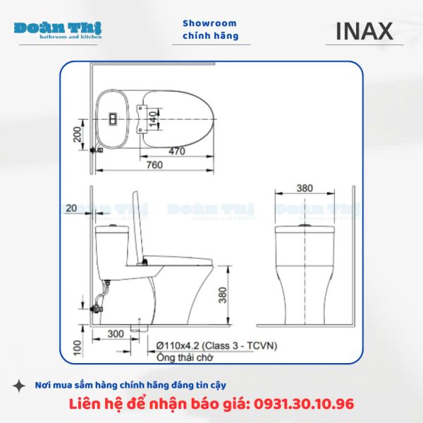 Bàn Cầu 1 Khối INAX AC-959VAN - Ảnh 4