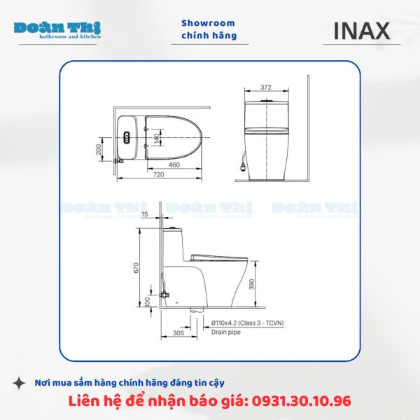 Bàn Cầu 1 Khối INAX AC-989VN - Ảnh 10