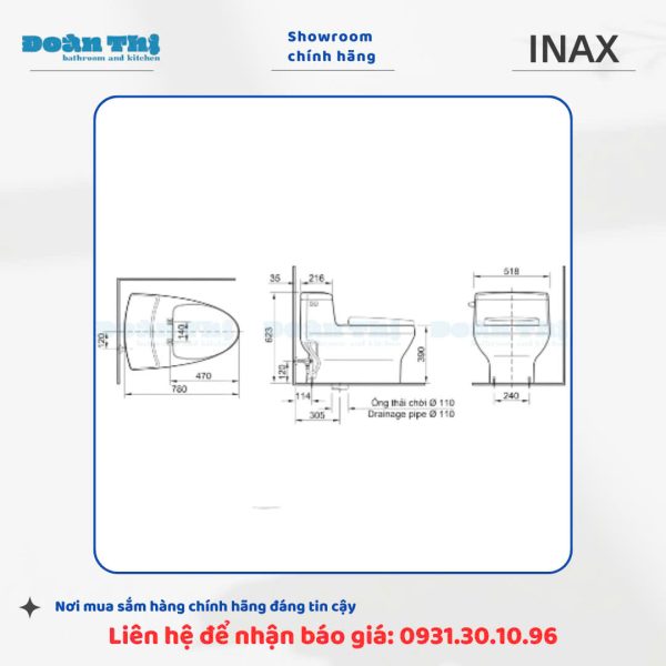 Bàn Cầu 1 Khối INAX AC-4005VN - Ảnh 11