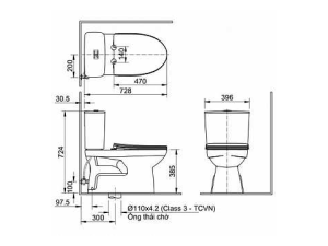 Bàn Cầu 2 Khối INAX C-514VAN