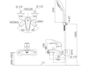 Sen Tắm Nóng Lạnh INAX BFV-3003S-1C