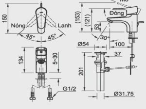 Vòi Lavabo Nóng Lạnh INAX LFV-1002S