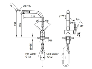 Vòi Rửa Chén Dây Rút Inax SFV-1013SX