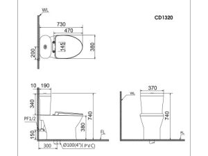 Bàn Cầu 2 Khối CAESAR CD1320