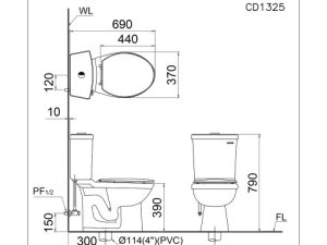 Bàn Cầu 2 Khối CAESAR CD1325