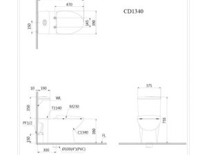 Bàn Cầu 2 Khối CAESAR CD1340