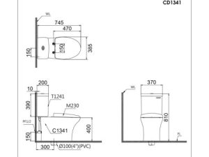 Bàn Cầu 2 Khối CAESAR CD1341