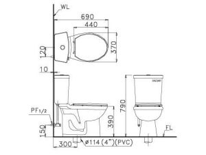 Bàn Cầu 2 Khối CAESAR CT1325