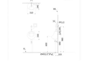 Bồn Tiểu Treo Tường CAESAR U0210