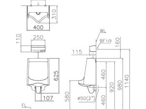 Bồn Tiểu Treo Tường CAESAR U0240