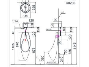 Bồn Tiểu Treo Tường CAESAR U0266