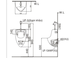 Bồn Tiểu Treo Tường INAX U-440V