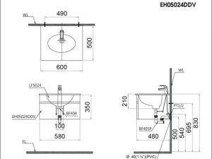 Lavabo Dương Vành CAESAR LF5024