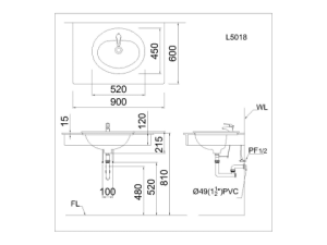 Lavabo Dương Vành CAESAR L5018