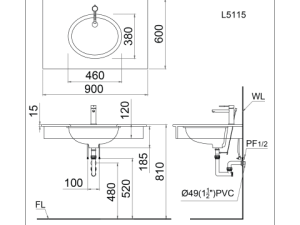 Lavabo Âm Bàn CAESAR L5115