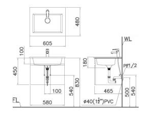 Lavabo Dương Vành CAESAR LF5017