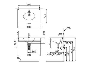 Lavabo Dương Vành CAESAR LF5026