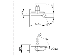 Vòi Lạnh Gắn Tường LUXTA L4114WT3