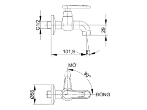 Vòi Lạnh Gắn Tường LUXTA L4116T3