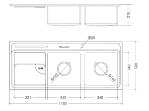 Chậu Rửa Chén 2 Hộc MALLOCA MS 8816 N