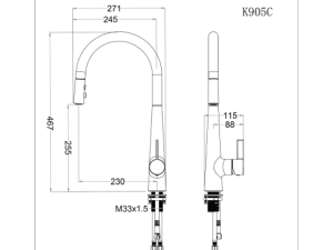 Vòi Rửa Chén Dây Rút CAESAR K905C