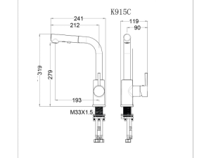 Vòi Rửa Chén Dây Rút CAESAR K915C