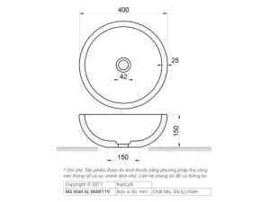 Lavabo Đá Đặt Bàn Kanly MAR11V