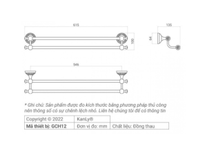 Thanh Treo Khăn Đôi Kanly GCH12