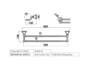 Thanh Treo Khăn Đôi Kanly GCK12
