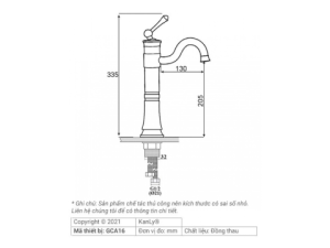 Vòi Lavabo Nóng Lạnh Kanly GCA16