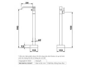 Sen Bồn Tắm Đặt Sàn Kanly GCAH7