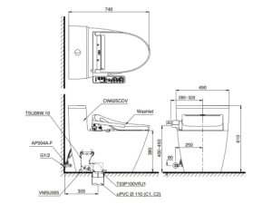 Bàn Cầu Thông Minh TOTO MS625CDW12