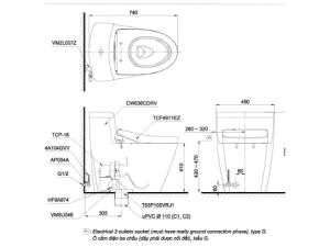 Bàn Cầu Thông Minh TOTO MS636CDRW12