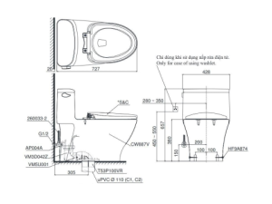 Bàn Cầu Thông Minh TOTO MS887CRW15