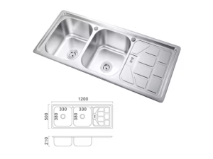 Chậu Rửa Chén 2 Hộc Inox 201 C12050C